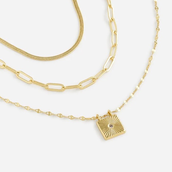 NWT Madewell Three-Pack Layered Mixed Shape Necklace Set - Picture 5 of 5